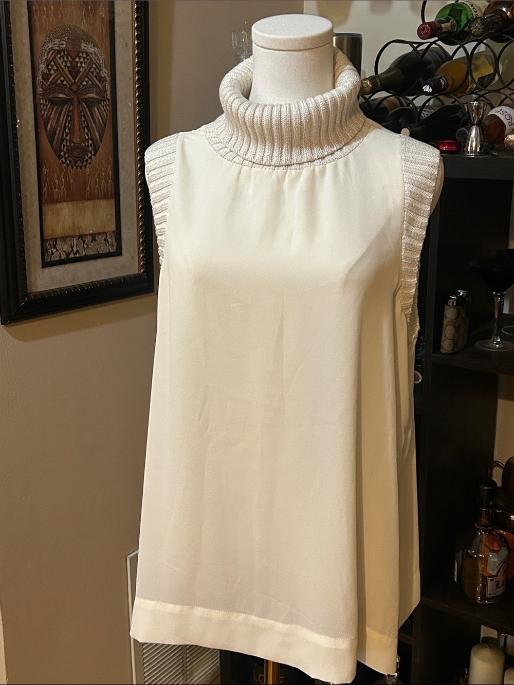 Juicy Couture Cream Sleeveless Turtleneck Tank Top